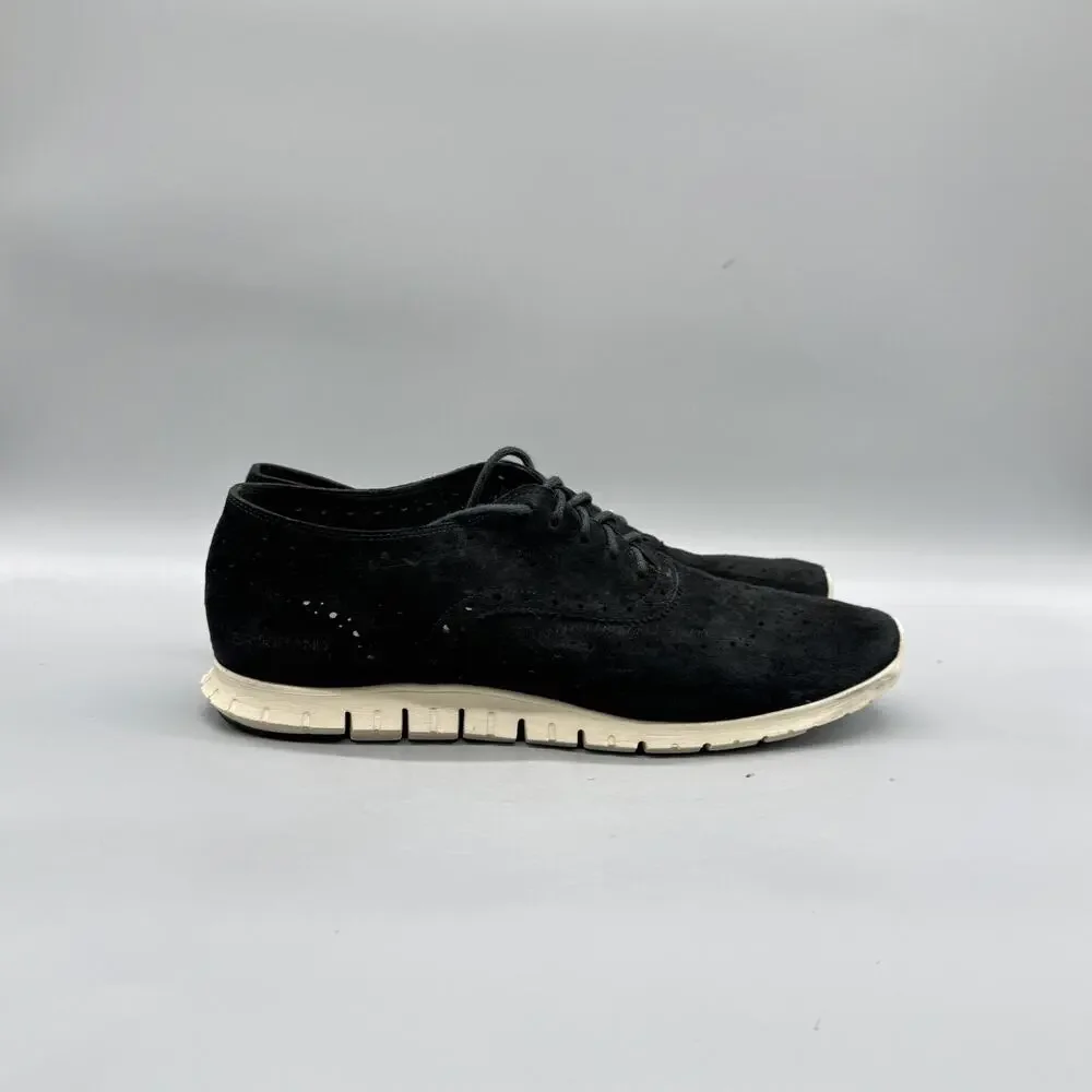 Cole Haan Shoes Womens 10 Black Suede Zerogrand Wingtip Sneakers Comfort Casual